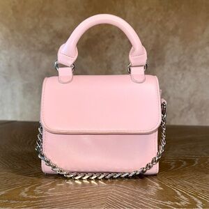 Madden NYC Women's Structured Faux Leather Crossbody Handbag in Blush Pink